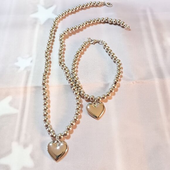 ✨ Stainless Steel Beaded Necklace & Bracelet Set 2-Piece Minimalist Jewelry NEW - Picture 7 of 7